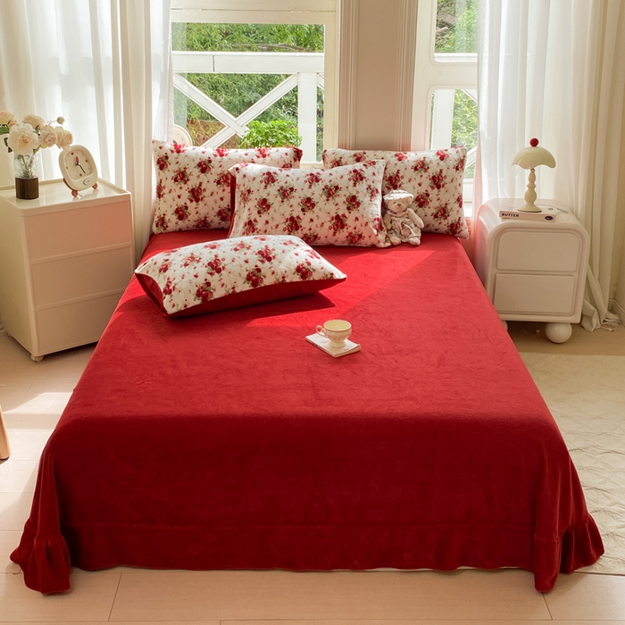 91家纺网 家纺一手货源 找家纺 元禾家纺 2025新款牛奶绒印花四件套 玫瑰物语