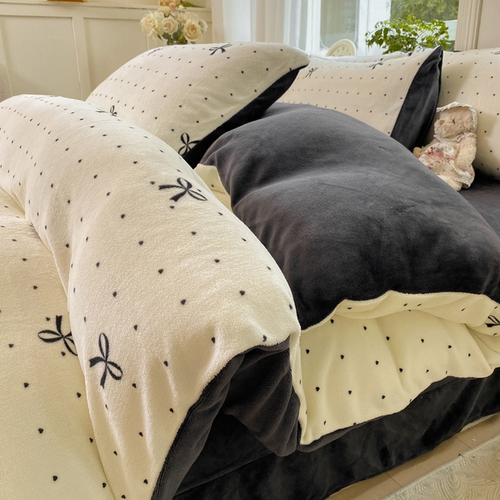 91家纺网 家纺一手货源 找家纺 元禾家纺 2025新款牛奶绒印花四件套 蝴蝶结