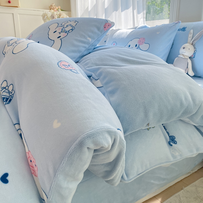 91家纺网 家纺一手货源 找家纺 元禾家纺 2025新款牛奶绒印花四件套 玉桂狗