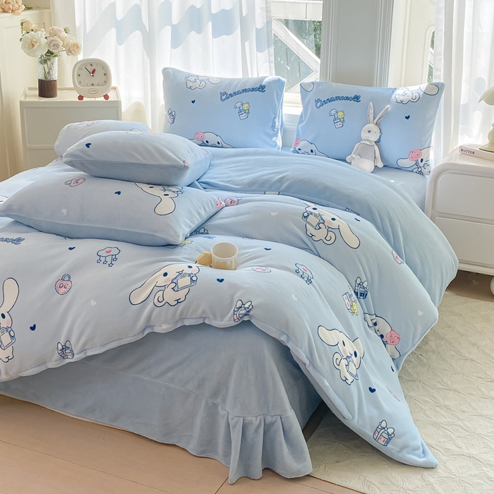 91家纺网 家纺一手货源 找家纺 元禾家纺 2025新款牛奶绒印花四件套 玉桂狗