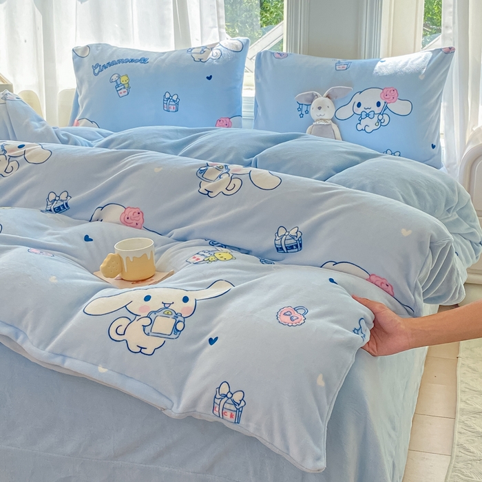 91家纺网 家纺一手货源 找家纺 元禾家纺 2025新款牛奶绒印花四件套 玉桂狗