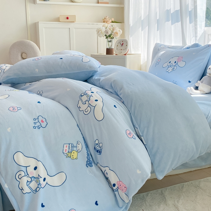 91家纺网 家纺一手货源 找家纺 元禾家纺 2025新款牛奶绒印花四件套 玉桂狗