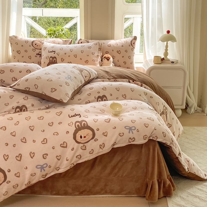 91家纺网 家纺一手货源 找家纺 元禾家纺 2025新款牛奶绒印花四件套 拉布布