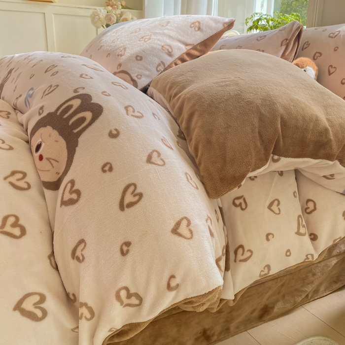 91家纺网 家纺一手货源 找家纺 元禾家纺 2025新款牛奶绒印花四件套 拉布布