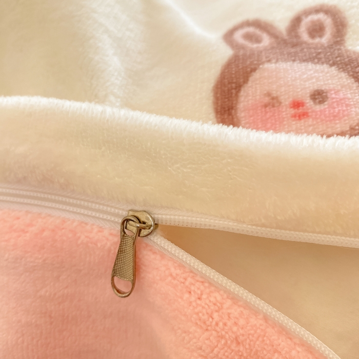 91家纺网 家纺一手货源 找家纺 元禾家纺 2025新款牛奶绒印花四件套 拉布布 粉