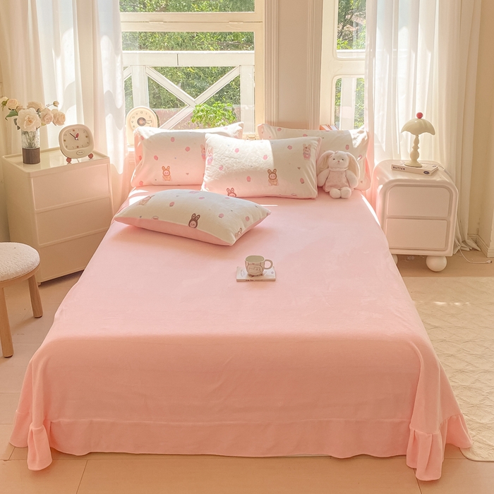 91家纺网 家纺一手货源 找家纺 元禾家纺 2025新款牛奶绒印花四件套 拉布布 粉