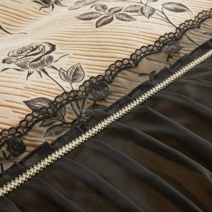 91家纺网 家纺一手货源 找家纺 （总）罗艺轩 2025新款牛奶绒蕾丝花边床裙款四件套（套件控价：288/293/303/298/308/303/313起）