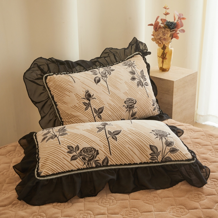 91家纺网 家纺一手货源 找家纺 （总）罗艺轩 2025新款牛奶绒蕾丝花边单床裙 床裙单件