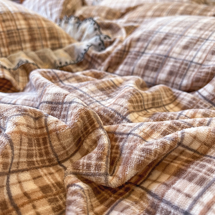 91家纺网 家纺一手货源 找家纺 网红馆（ck家纺） 2025新款高克重牛奶绒床盖四件套-米娅 米娅-棕