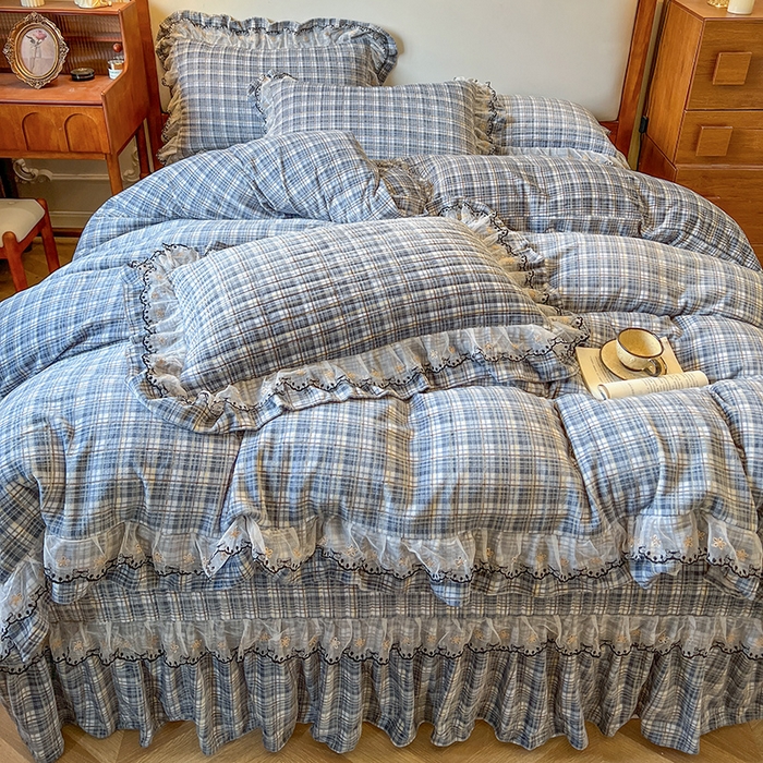 91家纺网 家纺一手货源 找家纺 网红馆（ck家纺） 2025新款高克重牛奶绒床盖四件套-米娅 米娅-蓝