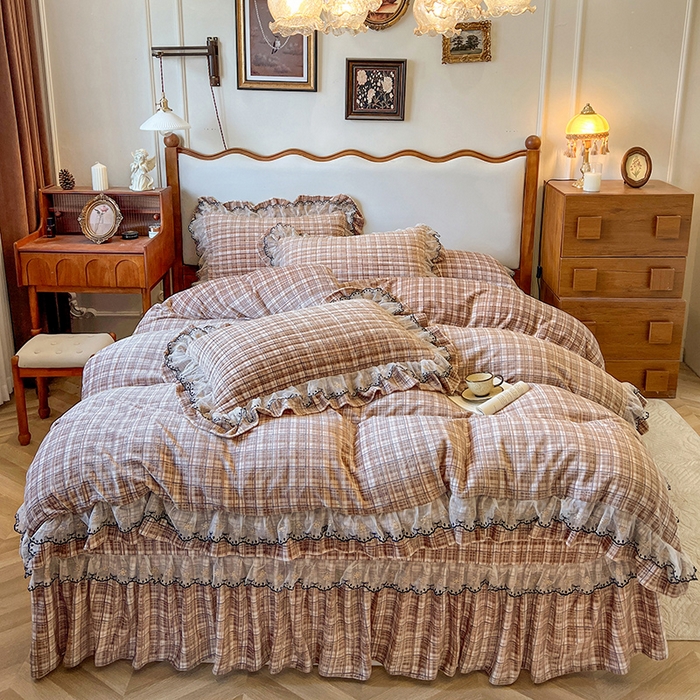 91家纺网 家纺一手货源 找家纺 网红馆（ck家纺） 2025新款高克重牛奶绒床盖四件套-米娅 米娅-棕