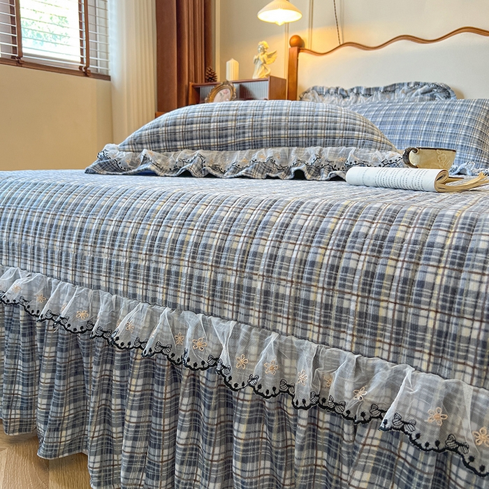 91家纺网 家纺一手货源 找家纺 网红馆（ck家纺） 2025新款高克重牛奶绒床盖四件套-米娅 米娅-蓝