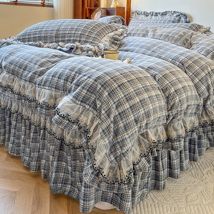 91家纺网 家纺一手货源 找家纺 网红馆（ck家纺） 2025新款高克重牛奶绒床盖四件套-米娅 米娅-蓝