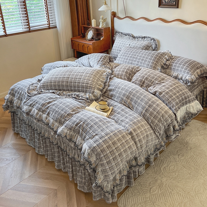 91家纺网 家纺一手货源 找家纺 网红馆（ck家纺） 2025新款高克重牛奶绒床盖四件套-米娅 米娅-灰