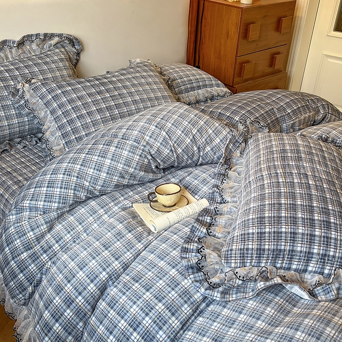 91家纺网 家纺一手货源 找家纺 网红馆（ck家纺） 2025新款高克重牛奶绒床盖四件套-米娅 米娅-蓝