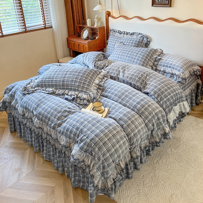 91家纺网 家纺一手货源 找家纺 网红馆（ck家纺） 2025新款高克重牛奶绒床盖四件套-米娅 米娅-蓝