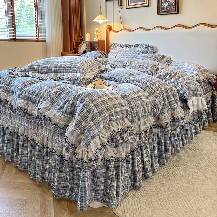 91家纺网 家纺一手货源 找家纺 网红馆（ck家纺） 2025新款高克重牛奶绒床盖四件套-米娅 米娅-蓝