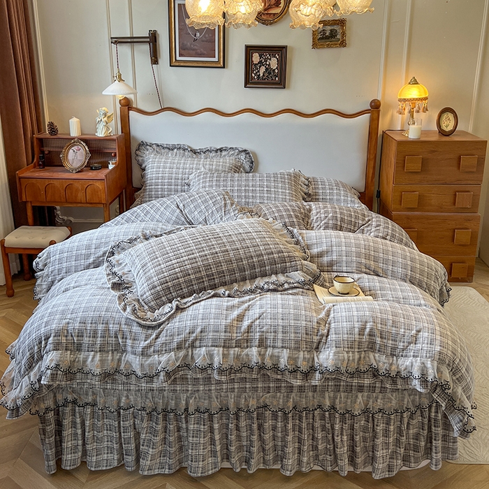 91家纺网 家纺一手货源 找家纺 网红馆（ck家纺） 2025新款高克重牛奶绒床盖四件套-米娅 米娅-灰