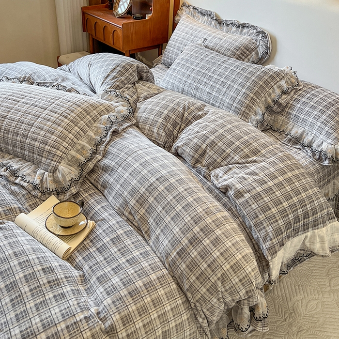 91家纺网 家纺一手货源 找家纺 网红馆（ck家纺） 2025新款高克重牛奶绒床盖四件套-米娅 米娅-灰