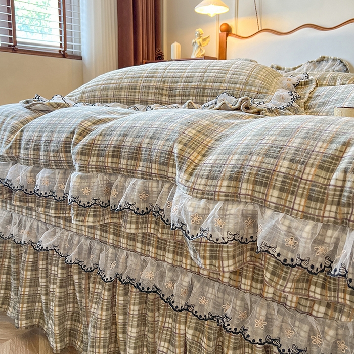 91家纺网 家纺一手货源 找家纺 网红馆（ck家纺） 2025新款高克重牛奶绒床盖四件套-米娅 米娅-绿