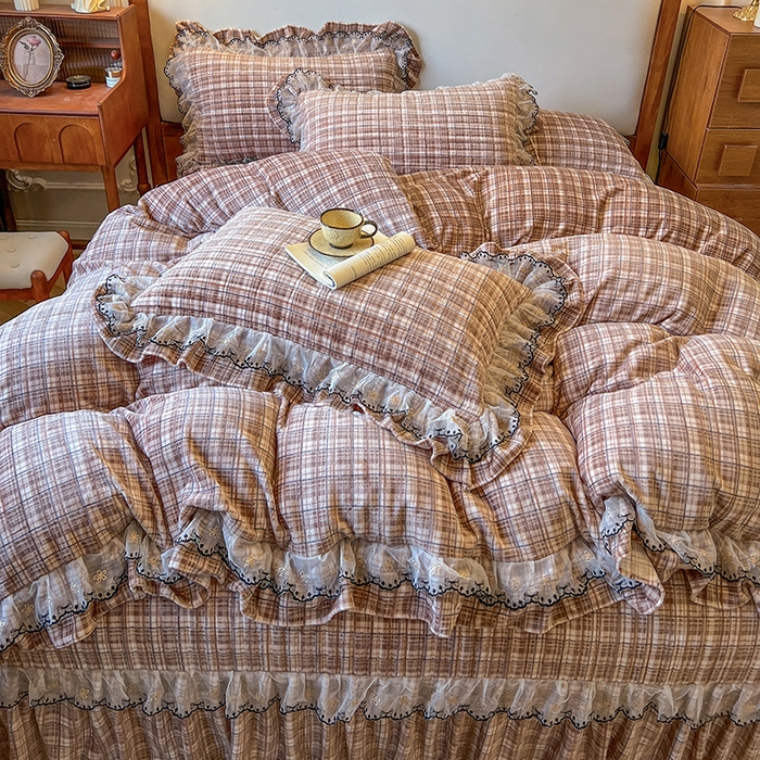 91家纺网 家纺一手货源 找家纺 网红馆（ck家纺） 2025新款高克重牛奶绒床盖四件套-米娅 米娅-棕