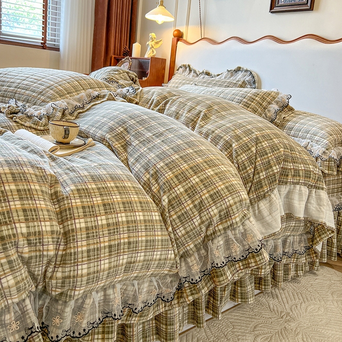 91家纺网 家纺一手货源 找家纺 网红馆（ck家纺） 2025新款高克重牛奶绒床盖四件套-米娅 米娅-绿