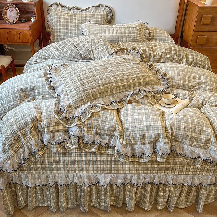 91家纺网 家纺一手货源 找家纺 网红馆（ck家纺） 2025新款高克重牛奶绒床盖四件套-米娅 米娅-绿