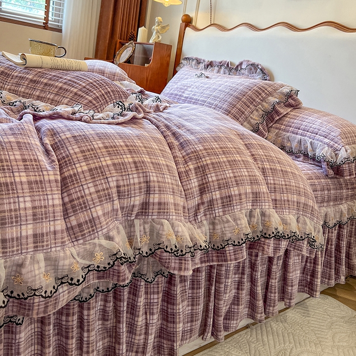 91家纺网 家纺一手货源 找家纺 网红馆（ck家纺） 2025新款高克重牛奶绒床盖四件套-米娅 米娅-紫