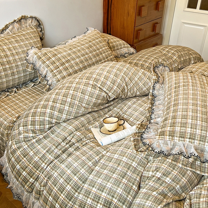 91家纺网 家纺一手货源 找家纺 网红馆（ck家纺） 2025新款高克重牛奶绒床盖四件套-米娅 米娅-绿