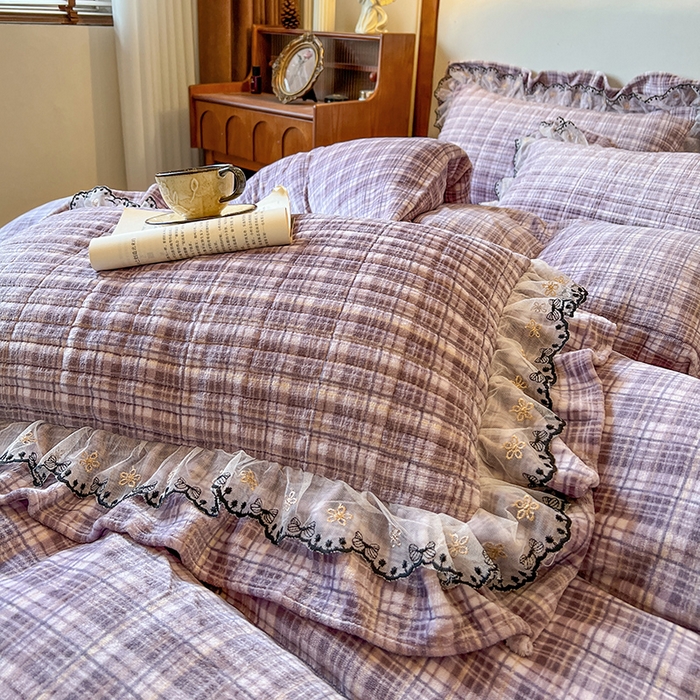 91家纺网 家纺一手货源 找家纺 网红馆（ck家纺） 2025新款高克重牛奶绒床盖四件套-米娅 米娅-紫