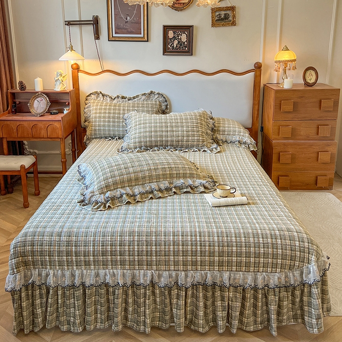 91家纺网 家纺一手货源 找家纺 网红馆（ck家纺） 2025新款高克重牛奶绒床盖四件套-米娅 米娅-绿