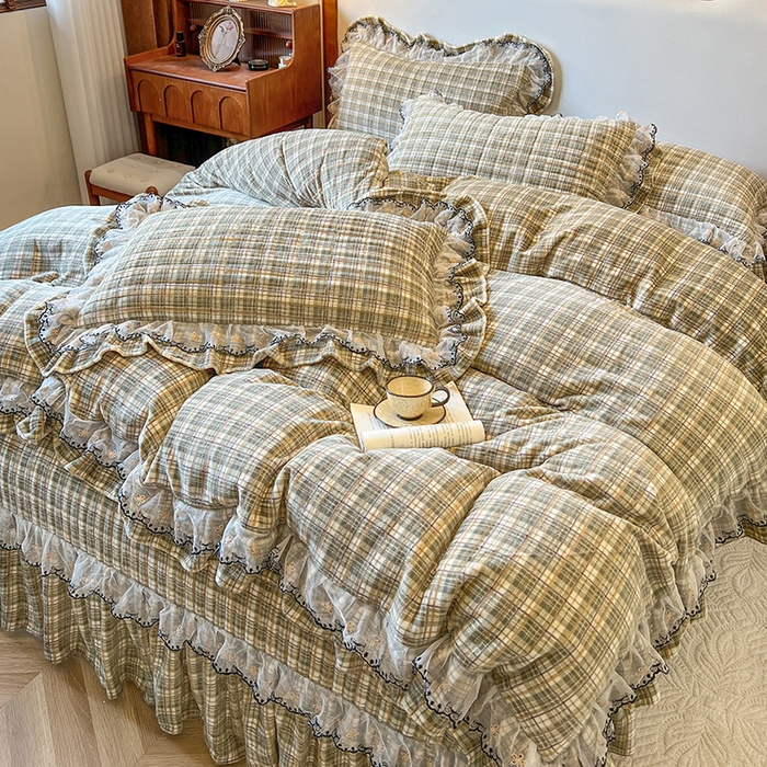 91家纺网 家纺一手货源 找家纺 网红馆（ck家纺） 2025新款高克重牛奶绒床盖四件套-米娅 米娅-绿