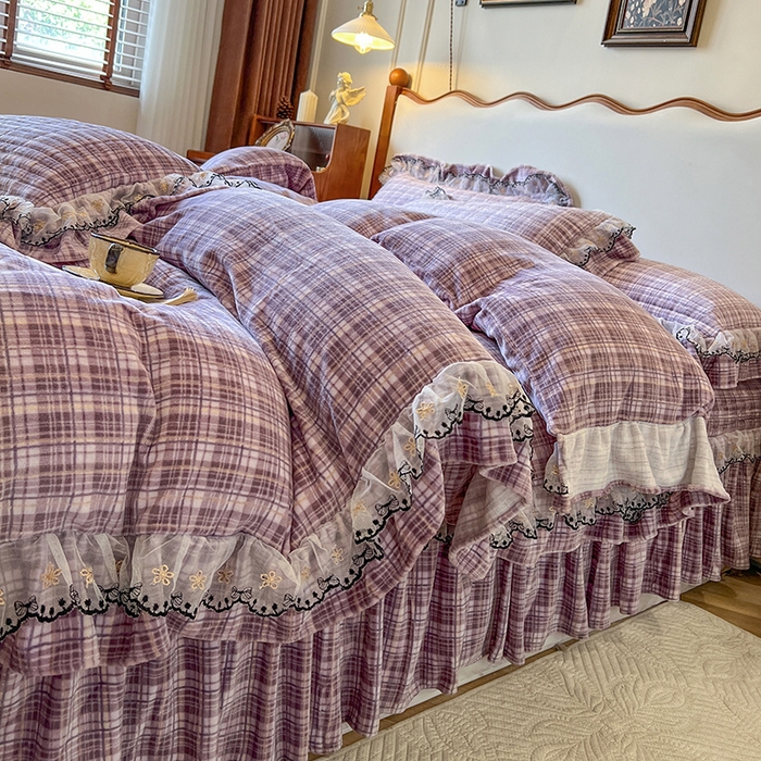 91家纺网 家纺一手货源 找家纺 网红馆（ck家纺） 2025新款高克重牛奶绒床盖四件套-米娅 米娅-紫