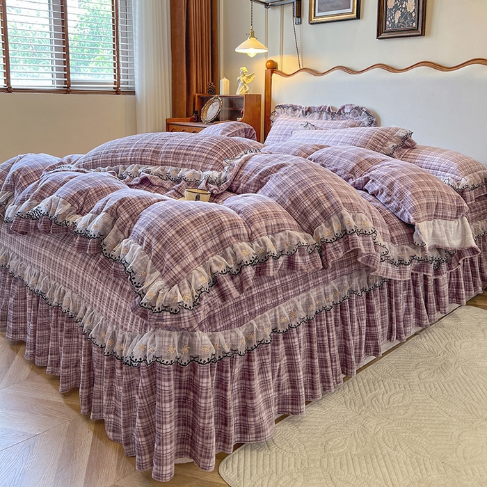 91家纺网 家纺一手货源 找家纺 网红馆（ck家纺） 2025新款高克重牛奶绒床盖四件套-米娅 米娅-紫