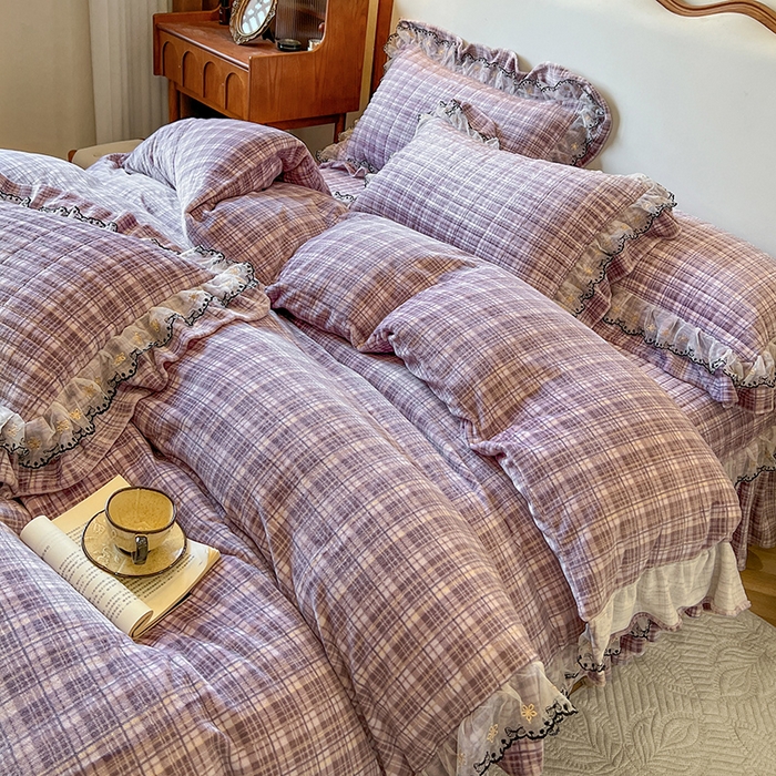 91家纺网 家纺一手货源 找家纺 网红馆（ck家纺） 2025新款高克重牛奶绒床盖四件套-米娅 米娅-紫