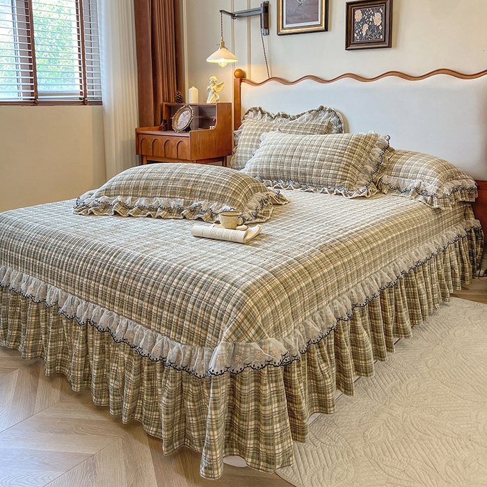 91家纺网 家纺一手货源 找家纺 网红馆（ck家纺） 2025新款高克重牛奶绒床盖四件套-米娅 米娅-绿