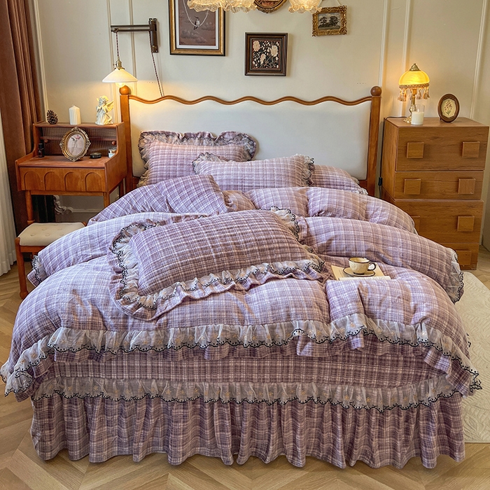 91家纺网 家纺一手货源 找家纺 网红馆（ck家纺） 2025新款高克重牛奶绒床盖四件套-米娅 米娅-紫