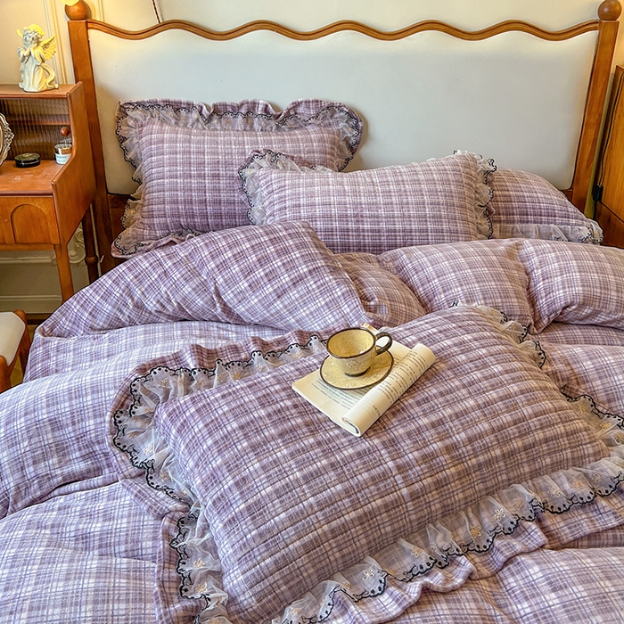 91家纺网 家纺一手货源 找家纺 网红馆（ck家纺） 2025新款高克重牛奶绒床盖四件套-米娅 米娅-紫