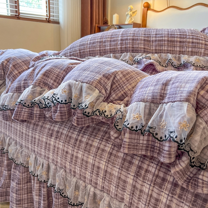 91家纺网 家纺一手货源 找家纺 网红馆（ck家纺） 2025新款高克重牛奶绒床盖四件套-米娅 米娅-紫