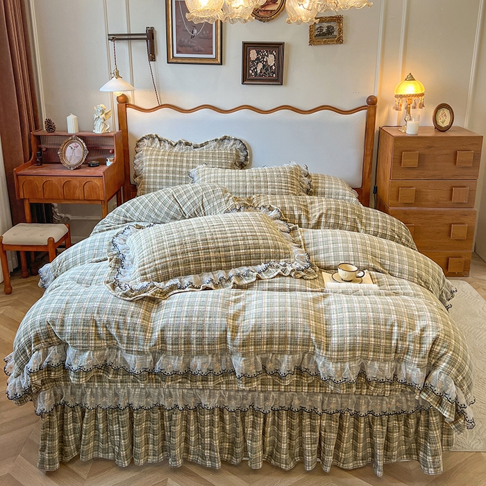 91家纺网 家纺一手货源 找家纺 网红馆（ck家纺） 2025新款高克重牛奶绒床盖四件套-米娅 米娅-绿