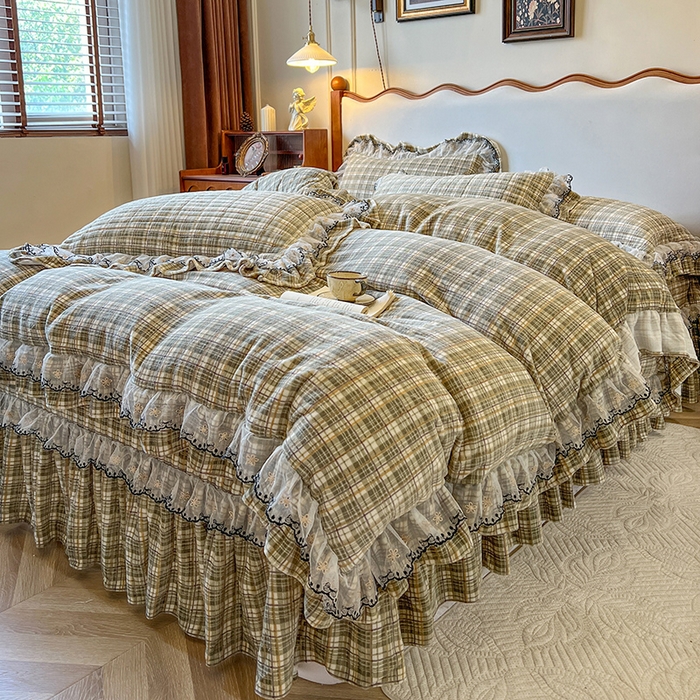 91家纺网 家纺一手货源 找家纺 网红馆（ck家纺） 2025新款高克重牛奶绒床盖四件套-米娅 米娅-绿