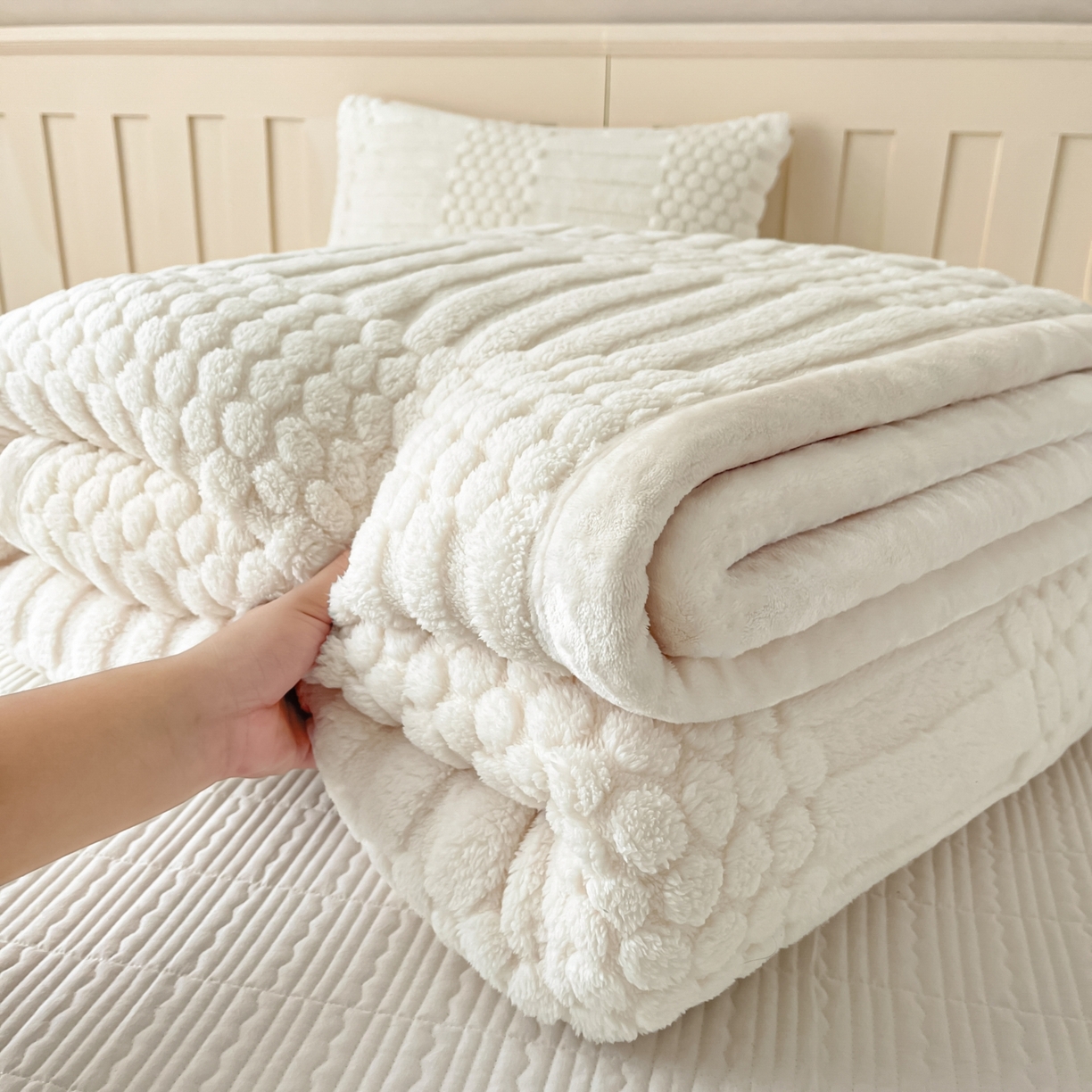 91家纺网 家纺一手货源 找家纺 （总）欧邦 2025新款A类提花云锦绒双面绒单层毯-风铃系列