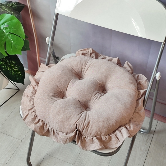 91家纺网 家纺一手货源 找家纺 （总）李帅家居 2025新款水洗棉花边坐垫圆形蒲团坐垫黄麻茶道地上客厅阳台飘窗榻榻米加厚拜佛打坐禅修垫