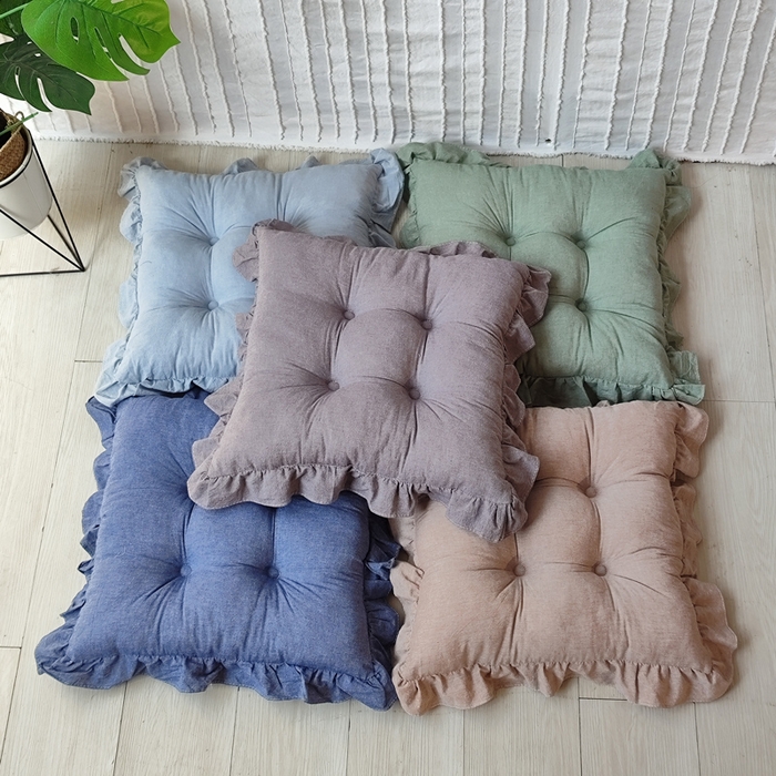 91家纺网 家纺一手货源 找家纺 （总）李帅家居 2025新款水洗棉花边坐垫圆形蒲团坐垫黄麻茶道地上客厅阳台飘窗榻榻米加厚拜佛打坐禅修垫