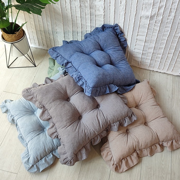 91家纺网 家纺一手货源 找家纺 （总）李帅家居 2025新款水洗棉花边坐垫圆形蒲团坐垫黄麻茶道地上客厅阳台飘窗榻榻米加厚拜佛打坐禅修垫