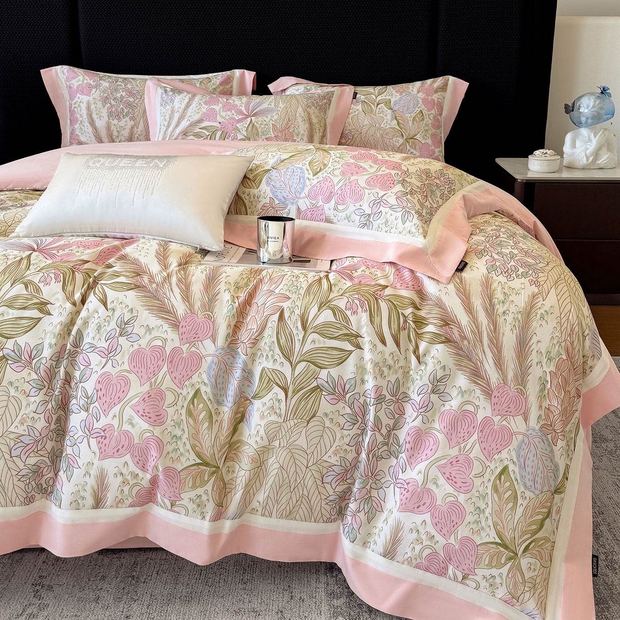 91家纺网 家纺一手货源 找家纺 2025直播爆款A类加厚保暖全棉磨毛四件套纯棉数码印花被套高端床单床笠款裸睡床上用品 芙瑶-香颂粉