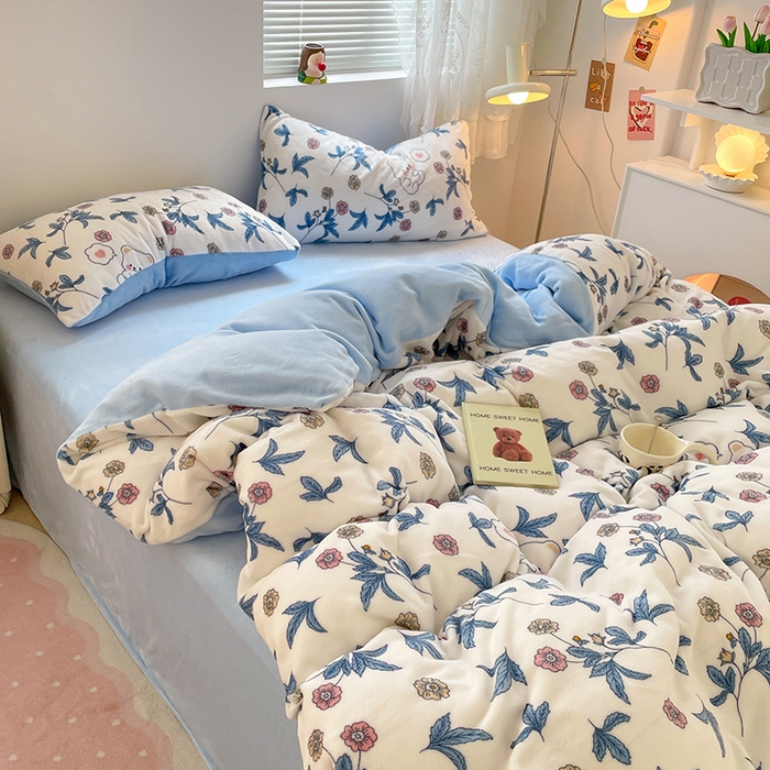 卡斯诺家纺馆 2025新款200克牛奶绒四件套 墨染芳华