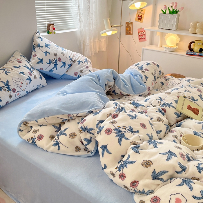 91家纺网 家纺一手货源 找家纺 卡斯诺家纺馆 2025新款200克牛奶绒四件套 墨染芳华