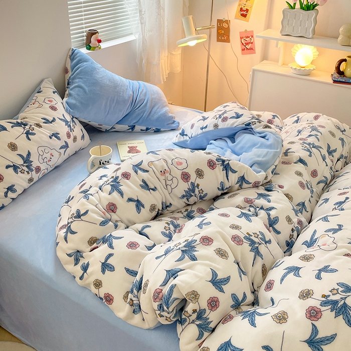 91家纺网 家纺一手货源 找家纺 卡斯诺家纺馆 2025新款200克牛奶绒四件套 墨染芳华