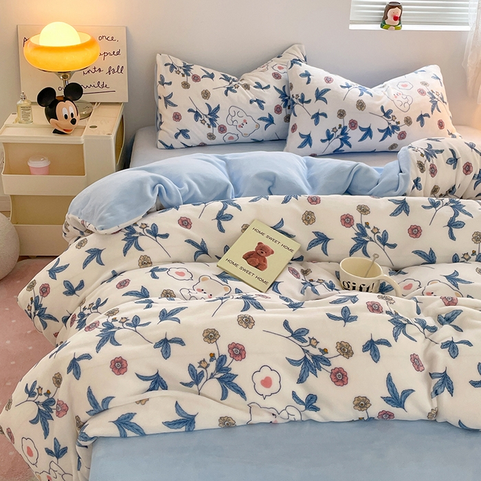 91家纺网 家纺一手货源 找家纺 卡斯诺家纺馆 2025新款200克牛奶绒四件套 墨染芳华